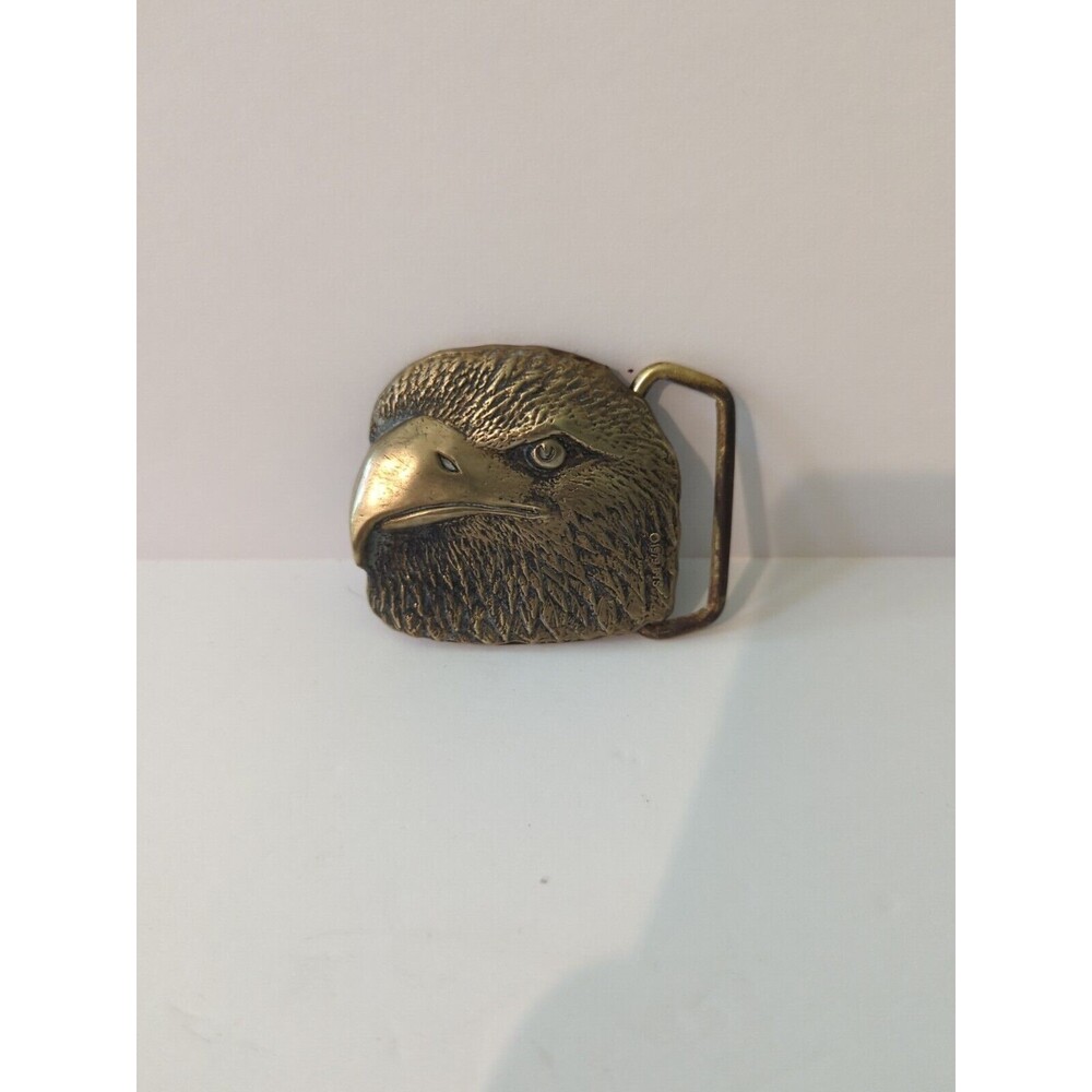Rare Vintage Solid Brass BTS Eagle Head Belt Buckle 1973